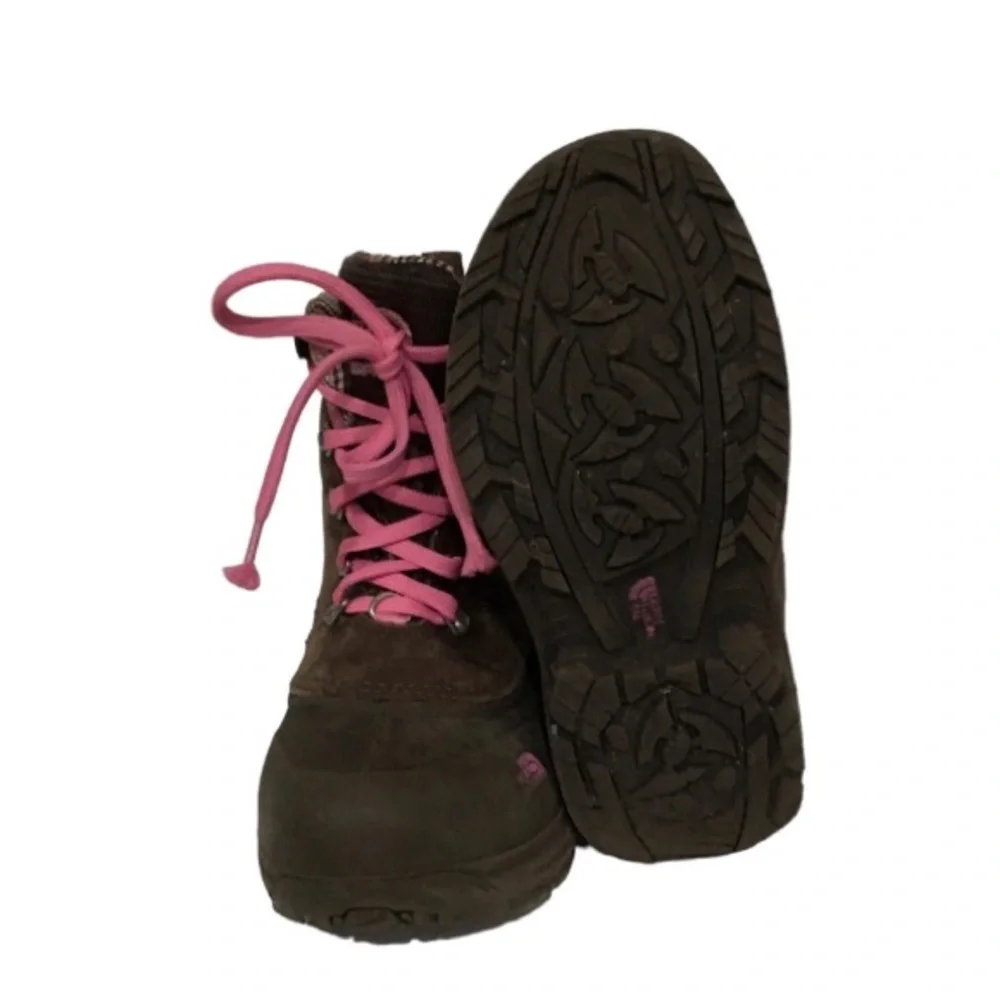 The North Face Suede Brown Lace-Up Waterproof Winter Boots Kids Girl 1